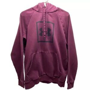 Under Armour Hoodie Men’s Large Maroon Hooded Sweatshirt Black Square UA Logo
